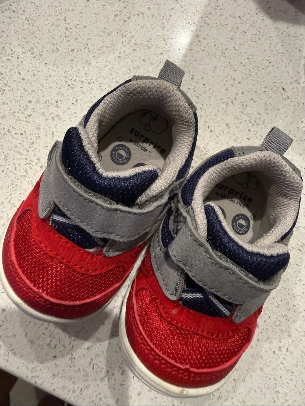 Surprize by Stride Rite Red and Navy Baby Velcro Sneakers